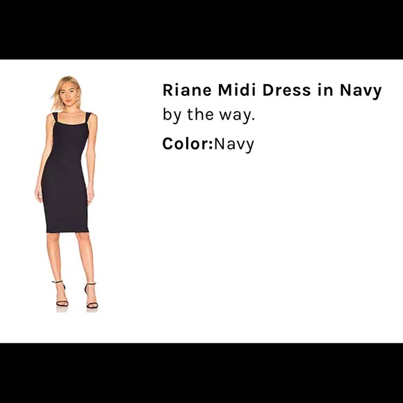 Raine Midi Dress in Navy. - Picture 4 of 5